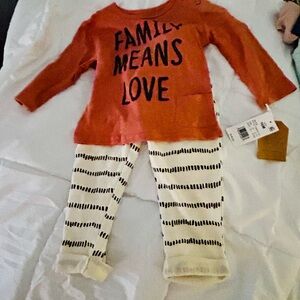 Kids Pajamas - Family Means Love Orange and White Set